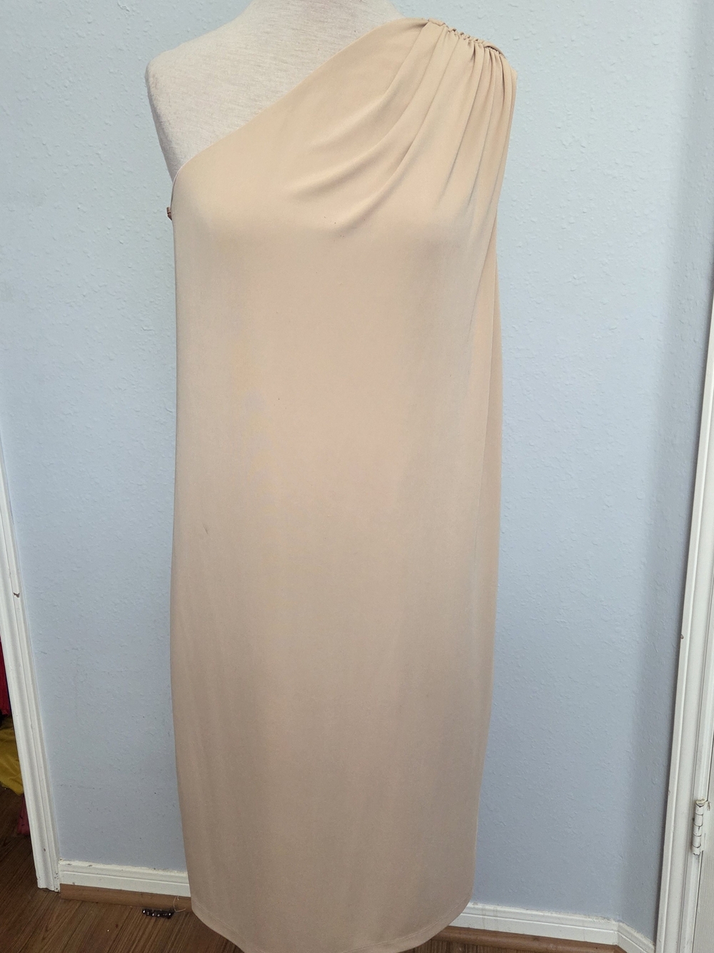 DKNYC One-Shoulder Blush Midi Dress